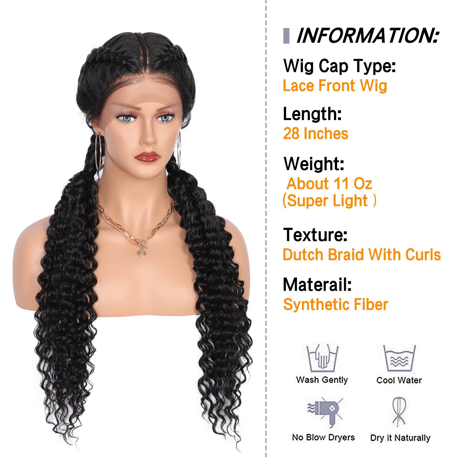 28 Inches Braided Wigs for Black Women Lace Front Cornrow  display picture 1