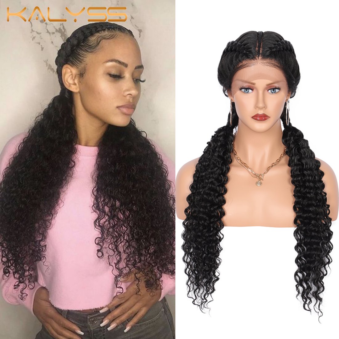 28 Inches Braided Wigs for Black Women Lace Front Cornrow  display picture 1